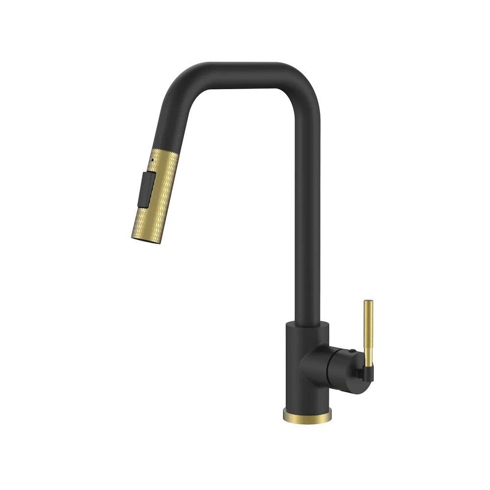 Pull-Out Kitchen Mixer in Black & Gold, model 82H53-BK-G