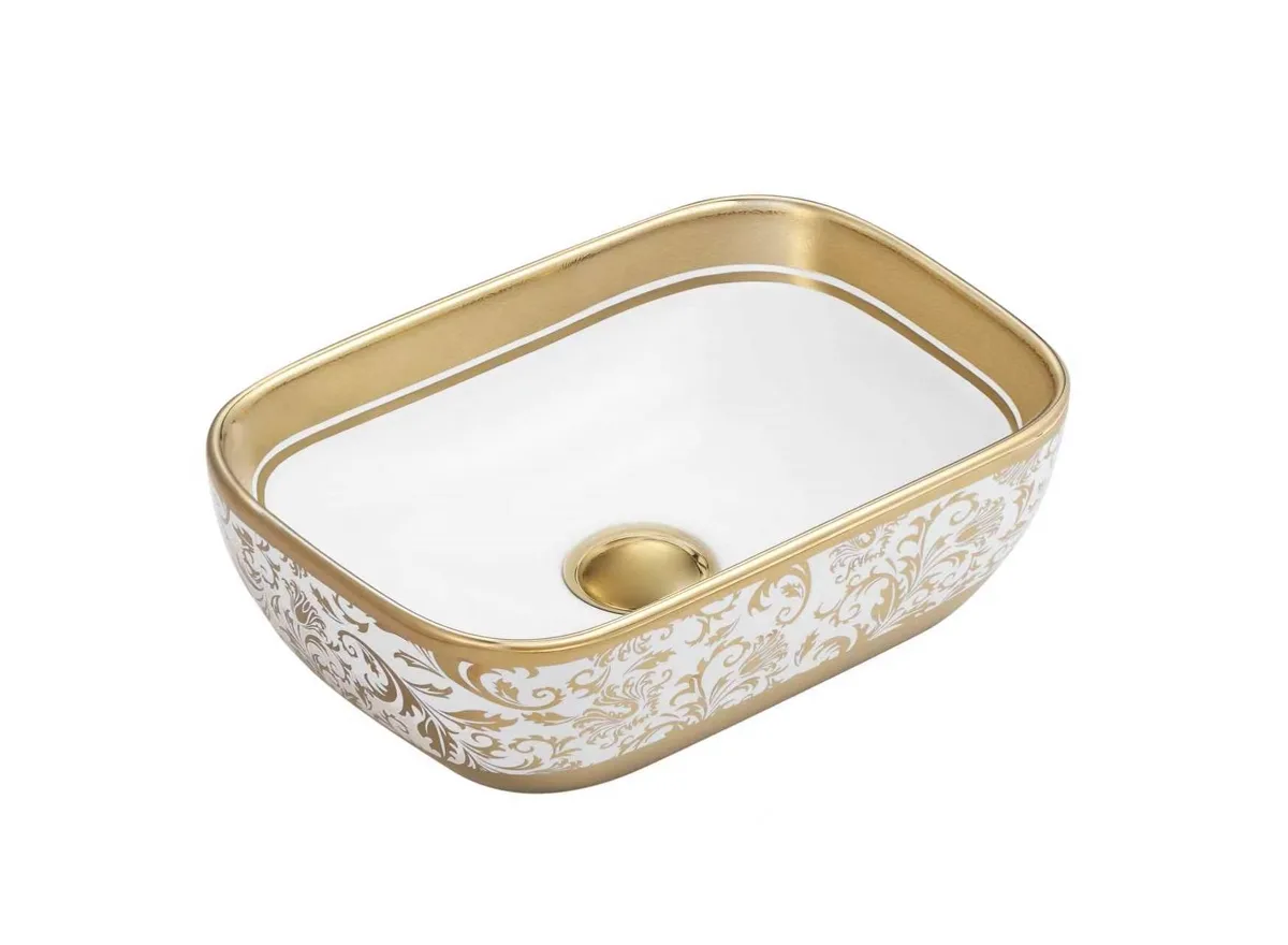 Above Counter Basin | Gold-Rim Rectangle 360x250 BA-EP-GD-3625 above counter basin