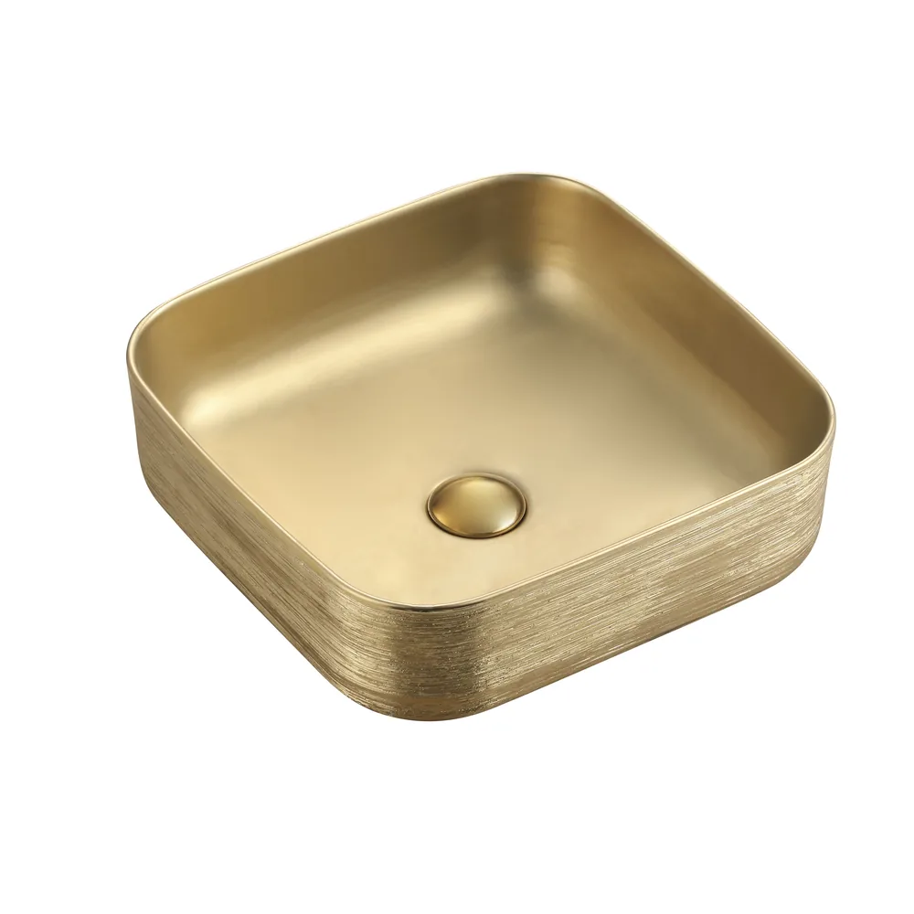 Above Counter Basin | Electroplated Gold Square 385x385 BA-EP-GD-3838 above counter basin