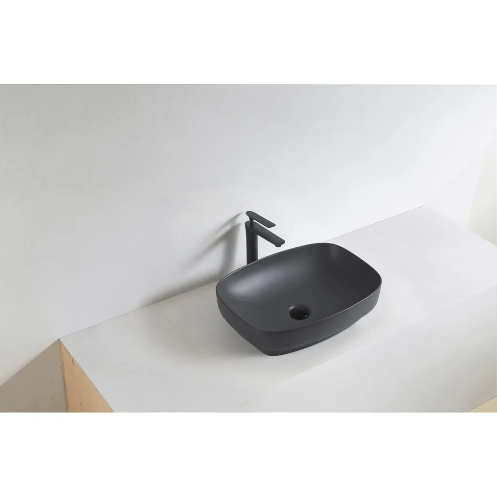 Above Counter Basin | Matt Black Rectangle 600x380 BA-MB-REC-6038 above counter basin
