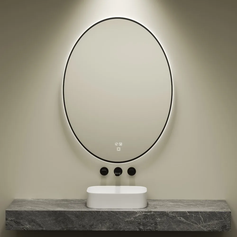 LED Framed Smart Mirror | Black Frame 1000x750, SM-LED-BF-10075 LED mirror