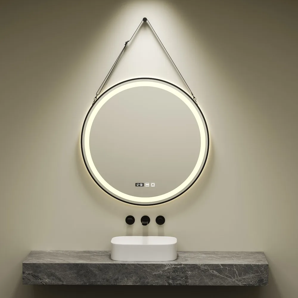 LED Belt Mirror | Matt Black Frame 800x800, SM-LED-BFB-8080 LED mirror