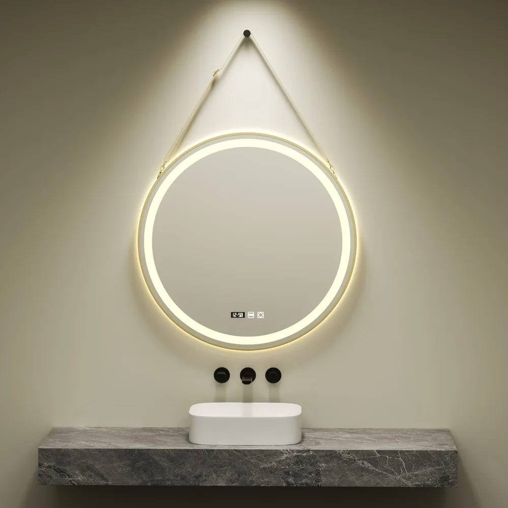 LED Belt Mirror | Gold Frame 800x800, SM-LED-GFB-8080 LED mirror