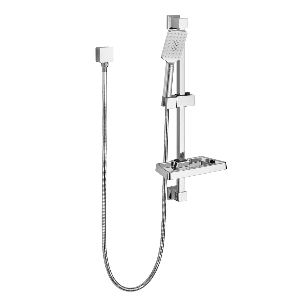 Rail Shower Set, Square with Shelf in Chrome, model T6-CHR