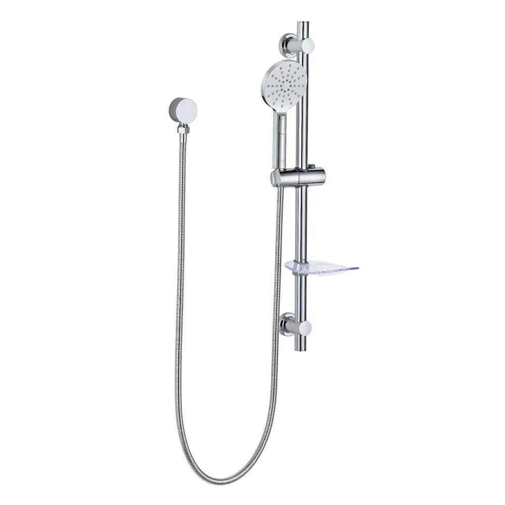 Rail Shower Set, Round with Shelf in Chrome, model T7-CHR